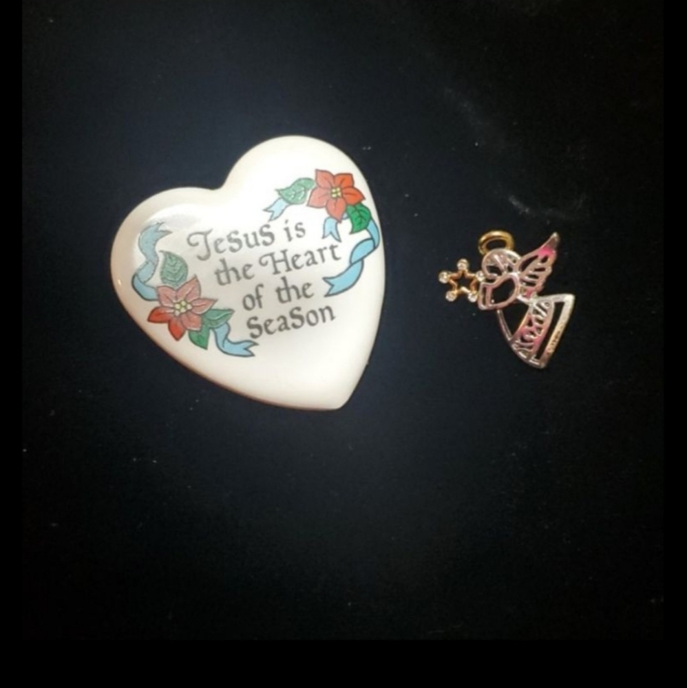 Christmas heart and angel pins